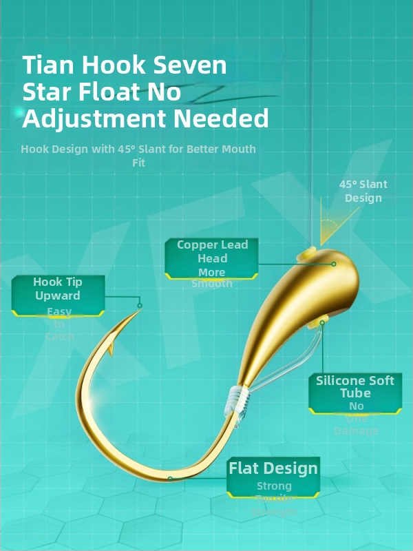 Sada plávajúcej línie so siedmimi hviezdičkami a háčikom pre karasa – nylon hlavná línia, pôvod Linxiang