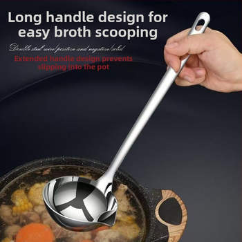 Nerūdijančio plieno aliejaus atskyrimo šaukštas su integruotu filtru – virtuvės šaukštas, modernus minimalistinis stilius