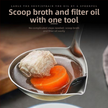 Nerūdijančio plieno aliejaus atskyrimo šaukštas su integruotu filtru – virtuvės šaukštas, modernus minimalistinis stilius