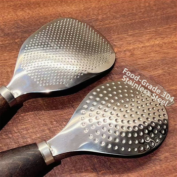 Ryžių šaukštas su medine rankena ir nerūdijančio plieno galvute, vertikalus stovelis, atsparus aukštoms temperatūroms, tinkamas elektriniam ryžių virimo puodui