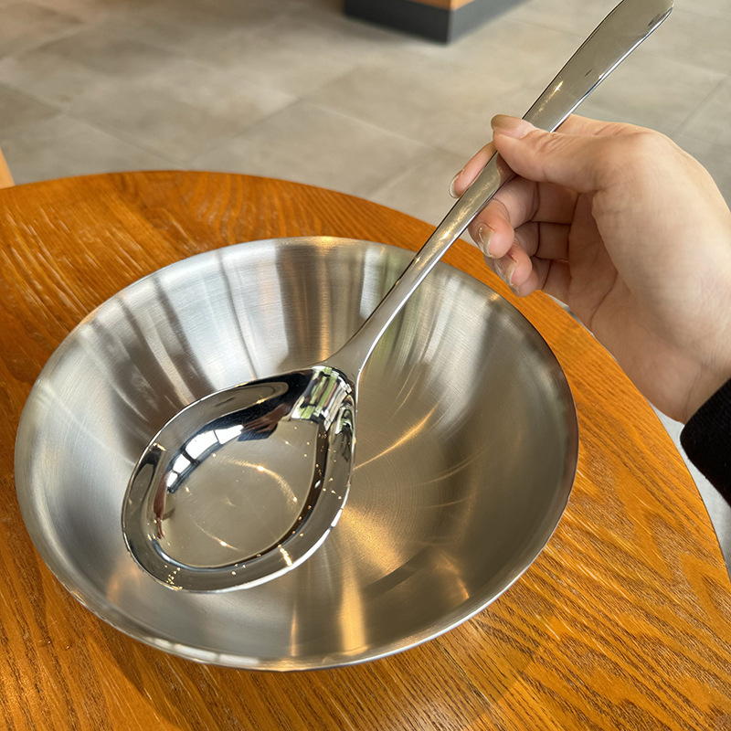 Κουτάλι σούπας με μακριά λαβή από ανοξείδωτο χάλυβα 316 – μάρκα Clang, μοντέρνος μινιμαλισμός, μονόχρωμο σχέδιο, γυαλισμένη επιφάνεια καθρέφτη