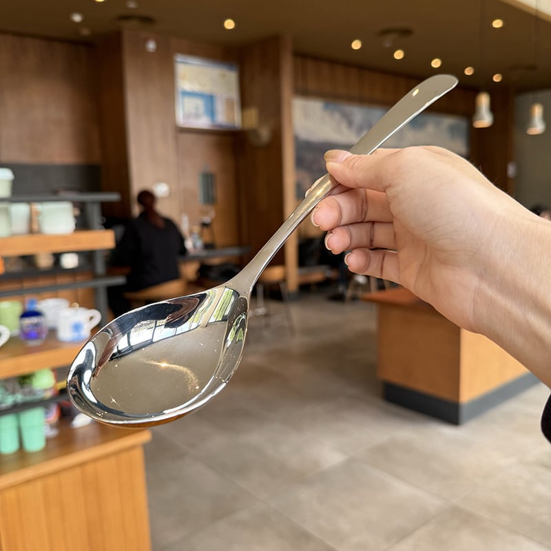 Κουτάλι σούπας με μακριά λαβή από ανοξείδωτο χάλυβα 316 – μάρκα Clang, μοντέρνος μινιμαλισμός, μονόχρωμο σχέδιο, γυαλισμένη επιφάνεια καθρέφτη