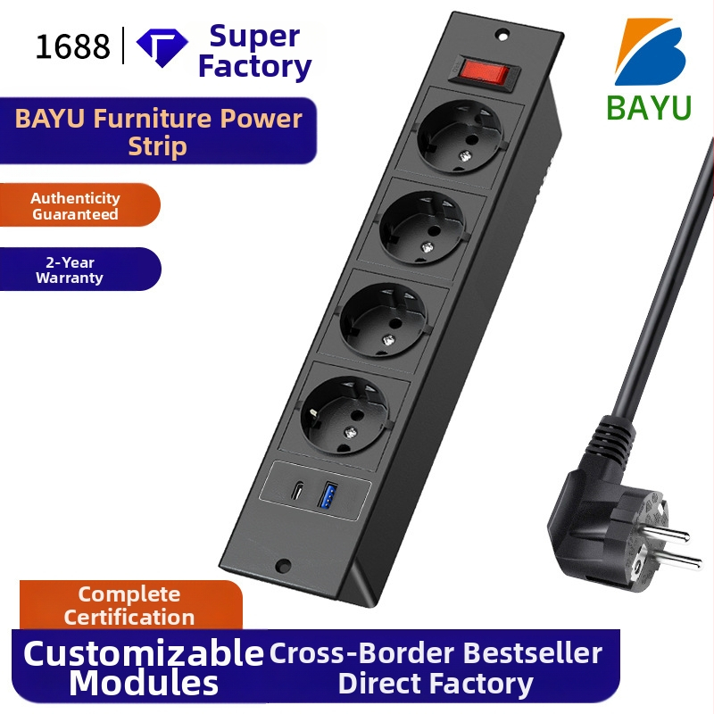 Europos standartų 4 lizdų stalinis maitinimo juosta su PD20W greitu įkrovimu