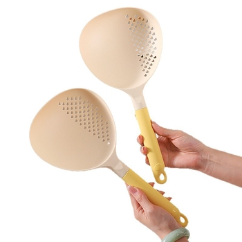 Silikoninis dviejų funkcijų virtuvės sietelis-šaukštas, neslystančia rankena ir aukštos temperatūros atsparumu