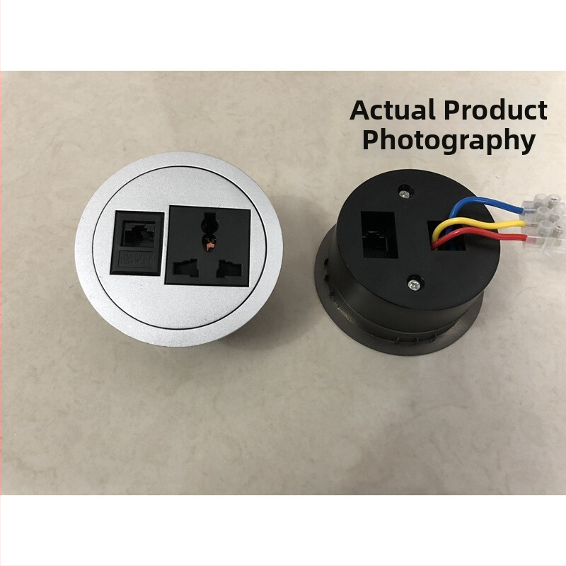 Daudzfunkcionāla kontaktu kaste biroja galdam – apaļa forma