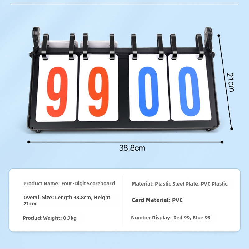 Rezultatų skydelis – ABS; daug sportų suderinamumas (krepšinis, futbolas, tenisas, badmintonas, stalo tenisas, tinklinis); logotipo spausdinimas; pritaikymas; apima keitimo kortelę ir taktinę lentą