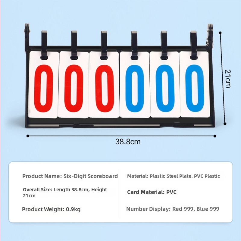 Rezultatų skydelis – ABS; daug sportų suderinamumas (krepšinis, futbolas, tenisas, badmintonas, stalo tenisas, tinklinis); logotipo spausdinimas; pritaikymas; apima keitimo kortelę ir taktinę lentą