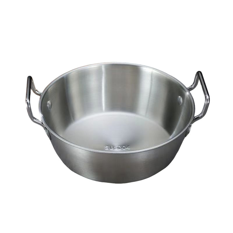 Κορεάτικου στιλ μπολ από ανοξείδωτο χάλυβα 304 για instant noodles, με δύο χερούλια, στρογγυλό σχήμα, μοντέρνο μινιμαλιστικό σχέδιο; δεν είναι κατάλληλο για φούρνο μικροκυμάτων; Διαθέσιμη εκτύπωση λογότυπου.