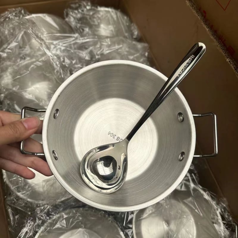 Κορεάτικου στιλ μπολ από ανοξείδωτο χάλυβα 304 για instant noodles, με δύο χερούλια, στρογγυλό σχήμα, μοντέρνο μινιμαλιστικό σχέδιο; δεν είναι κατάλληλο για φούρνο μικροκυμάτων; Διαθέσιμη εκτύπωση λογότυπου.