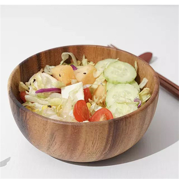 Μπολ από ξύλο καρυδιάς, στρογγυλό σχήμα, σκανδιναβικό στυλ, μονόχρωμη επιφάνεια, επιφάνεια ζωγραφισμένη με το χέρι