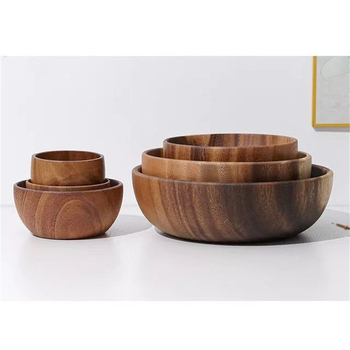 Μπολ από ξύλο καρυδιάς, στρογγυλό σχήμα, σκανδιναβικό στυλ, μονόχρωμη επιφάνεια, επιφάνεια ζωγραφισμένη με το χέρι