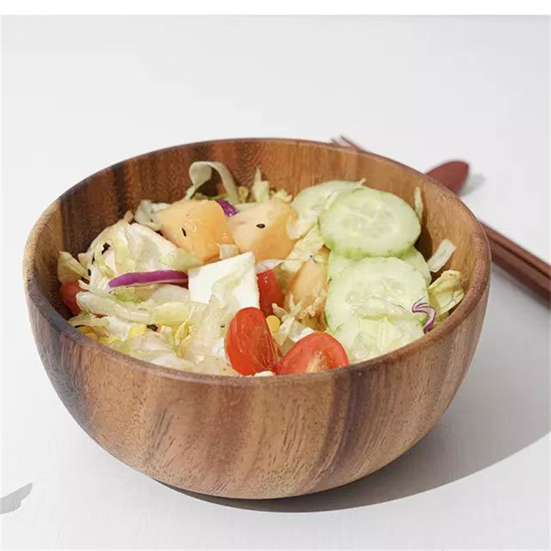 Μπολ από ξύλο καρυδιάς, στρογγυλό σχήμα, σκανδιναβικό στυλ, μονόχρωμη επιφάνεια, επιφάνεια ζωγραφισμένη με το χέρι