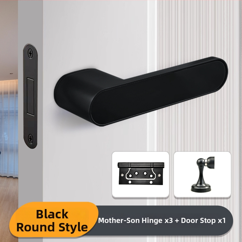 Miegamojo durų rankenos spyna, Jiajixing H03, aliuminis, šiuolaikinis minimalistinis stilius, vidaus medinėms durims