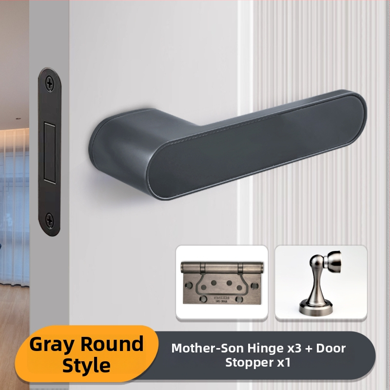 Miegamojo durų rankenos spyna, Jiajixing H03, aliuminis, šiuolaikinis minimalistinis stilius, vidaus medinėms durims