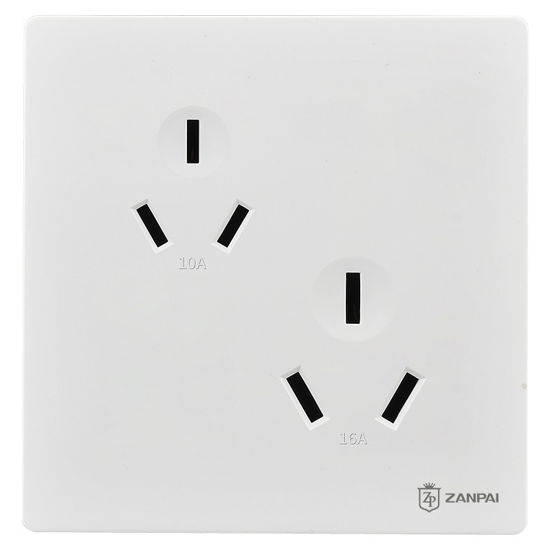 Zanpai 16A наклонена розетка с шест входа, двойна тройна конфигурация, стенен панел за скрит монтаж, CCC