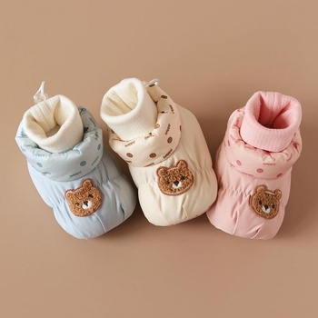 Μωρουδιακά μποτάκια-κάλτσες για χειμώνα – unisex, για 6–12 μήνες, χοντρή επένδυση, εσωτερικά βαμβακερή φόδρα, PU σόλα, εξωτερικά τεχνητό δέρμα, slip-on, σχέδιο καρτούν