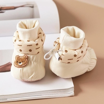 Μωρουδιακά μποτάκια-κάλτσες για χειμώνα – unisex, για 6–12 μήνες, χοντρή επένδυση, εσωτερικά βαμβακερή φόδρα, PU σόλα, εξωτερικά τεχνητό δέρμα, slip-on, σχέδιο καρτούν