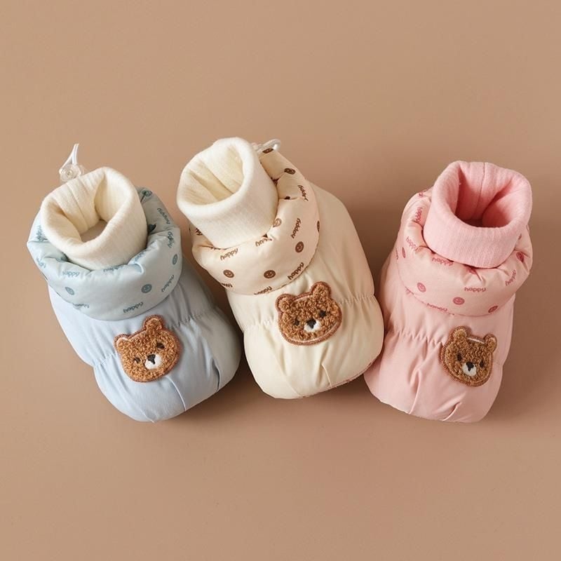 Μωρουδιακά μποτάκια-κάλτσες για χειμώνα – unisex, για 6–12 μήνες, χοντρή επένδυση, εσωτερικά βαμβακερή φόδρα, PU σόλα, εξωτερικά τεχνητό δέρμα, slip-on, σχέδιο καρτούν