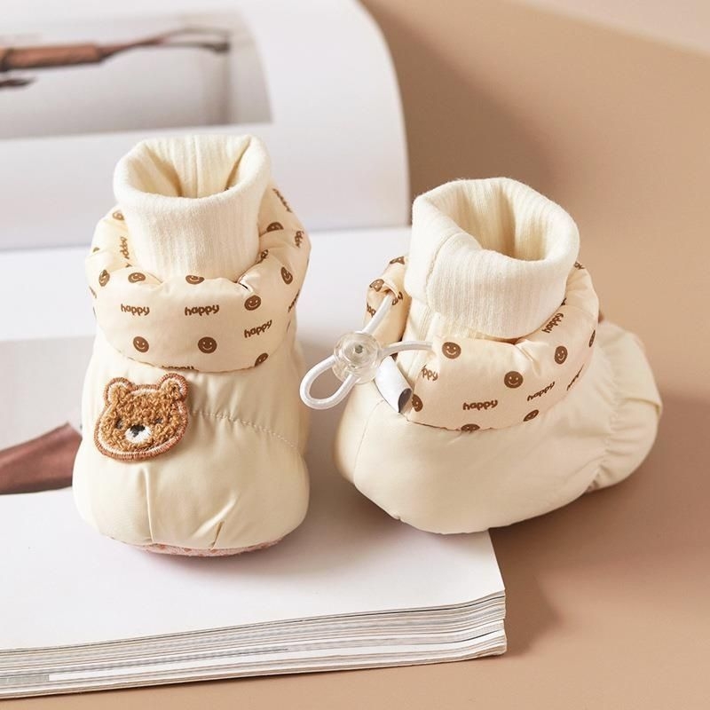 Μωρουδιακά μποτάκια-κάλτσες για χειμώνα – unisex, για 6–12 μήνες, χοντρή επένδυση, εσωτερικά βαμβακερή φόδρα, PU σόλα, εξωτερικά τεχνητό δέρμα, slip-on, σχέδιο καρτούν