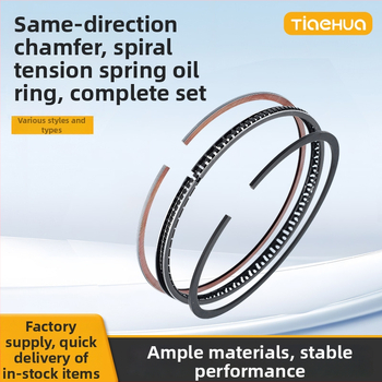 Dugattyúgyűrű autó-, hajó- és motorkerékpár motorokhoz; olajgyűrű azonos irányú spirális támasztással; erős tömítés