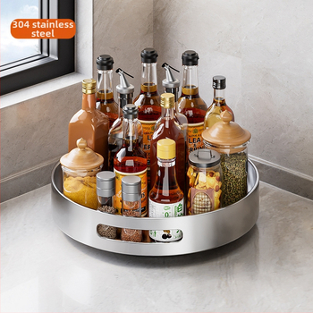 Rotujúci stojan na koreniny z nerezovej ocele 304 – bez montáže, multifunkčný organizér korenín