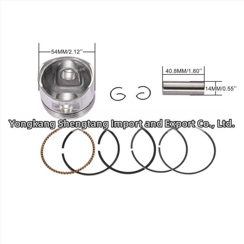 54 mm virzuļa gredenu komplekts 125cc SSR Baja Roketa Apollo (3 gredenu caurumi; integrālais gredzens; gredzens ar baļļveida virsmu; augsta kompresijas augstums; iekļauts eļļas gredzens)