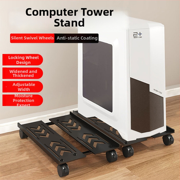 Stojan na počítač s kolieskami, podlahová základňa, teleskopický úložný regál, 1 vrstva, kancelársky organizér