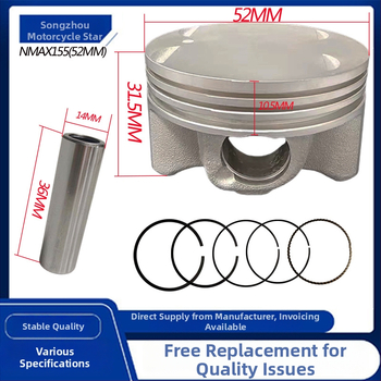 Stūmoklio rinkinys Yamaha NMAX155/NMAX125 – Ø52 mm, 3 žiedų grioveliai, sujungtas žiedas, koninis žiedo profilis, aliuminis