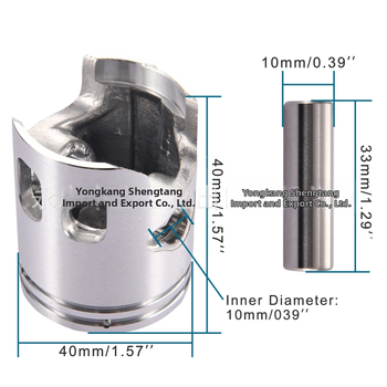 GOOFIT 40 mm pūtimo komplektas dviejų taktų 50cc Jog Minarelli PW50 motorui (pistono skersmuo 40 mm, 2 žiedų įdėklai, integruotas žiedas, pin skyles 10×33, kompresijos aukštis 40)