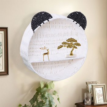 Cat Ear Rattan Round Storage Basket - Dvostruko zidno prikazivanje, za spavaću sobu i dnevni boravak, moderni minimalistički stil