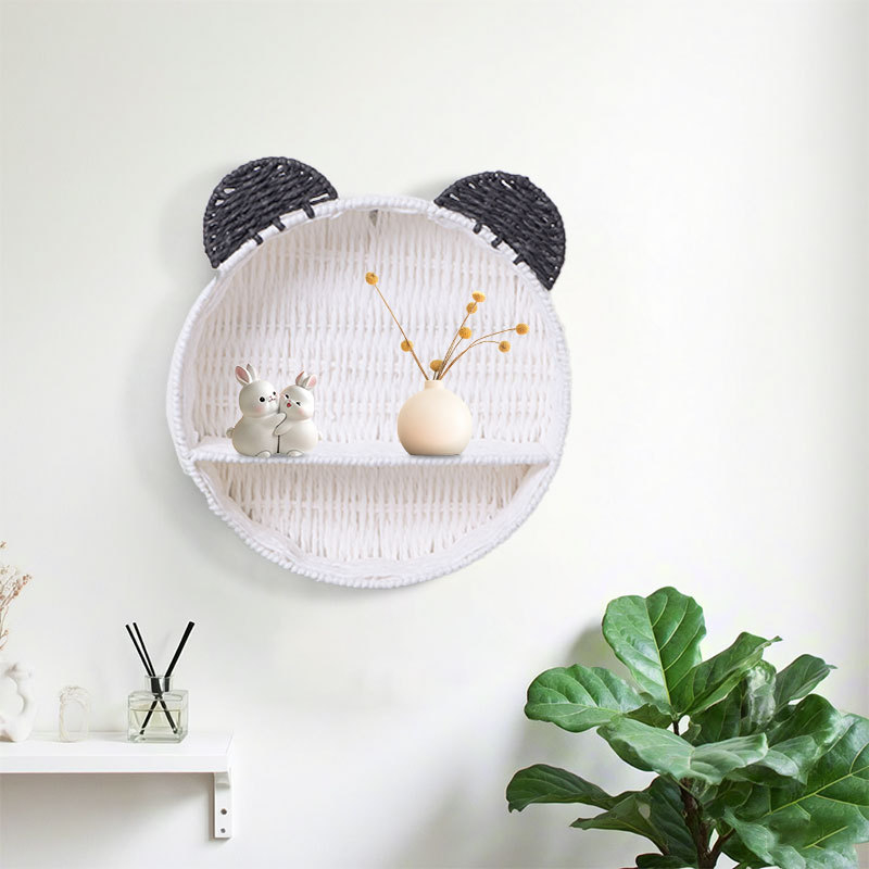 Cat Ear Rattan Round Storage Basket - Dvostruko zidno prikazivanje, za spavaću sobu i dnevni boravak, moderni minimalistički stil