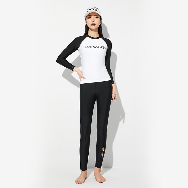 Dámske delené plavky s dlhým rukávom, rýchloschnúce, ochrana proti slnku; značka Sabolay/Shark Baolai; nylon-spandex 80/20