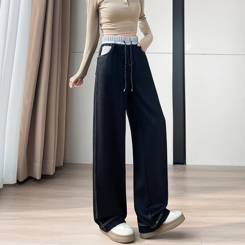 Casual ženske hlače s širokim krojem od rayon materijala, visokim strukom, duge, vrlo debela tkanina, blago rastezljive