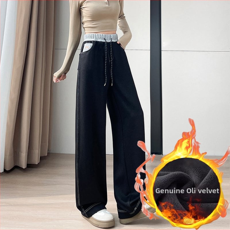 Casual ženske hlače s širokim krojem od rayon materijala, visokim strukom, duge, vrlo debela tkanina, blago rastezljive