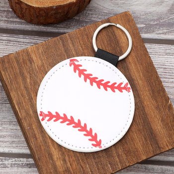 Kožni ključni privjesak sa sportskim motivima baseballa, nogometa, košarke i odbojke, za ženske torbe i auto privjeske