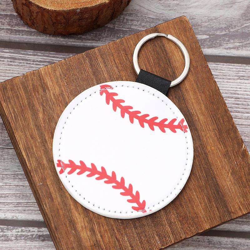 Kožni ključni privjesak sa sportskim motivima baseballa, nogometa, košarke i odbojke, za ženske torbe i auto privjeske