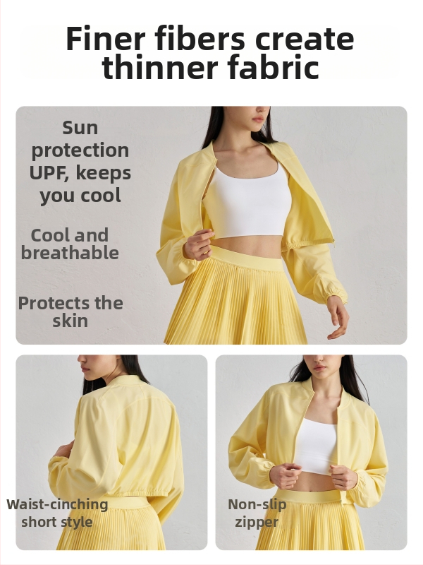 Īsa ikdienas jogas jaka sievietēm, pavasaris, garas piedurknes, stāvošs apkaklis, audums poliestera 91%