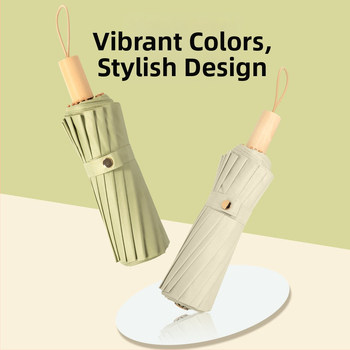 16‑ribų sulankstomas skėtis, UPF 50+, poliesterio 190T audinys, medinė rankena, rankinis atidarymas ir uždarymas