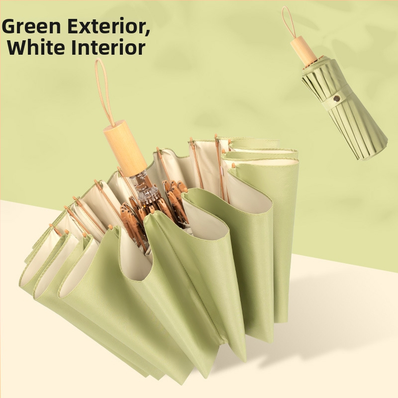 16‑ribų sulankstomas skėtis, UPF 50+, poliesterio 190T audinys, medinė rankena, rankinis atidarymas ir uždarymas