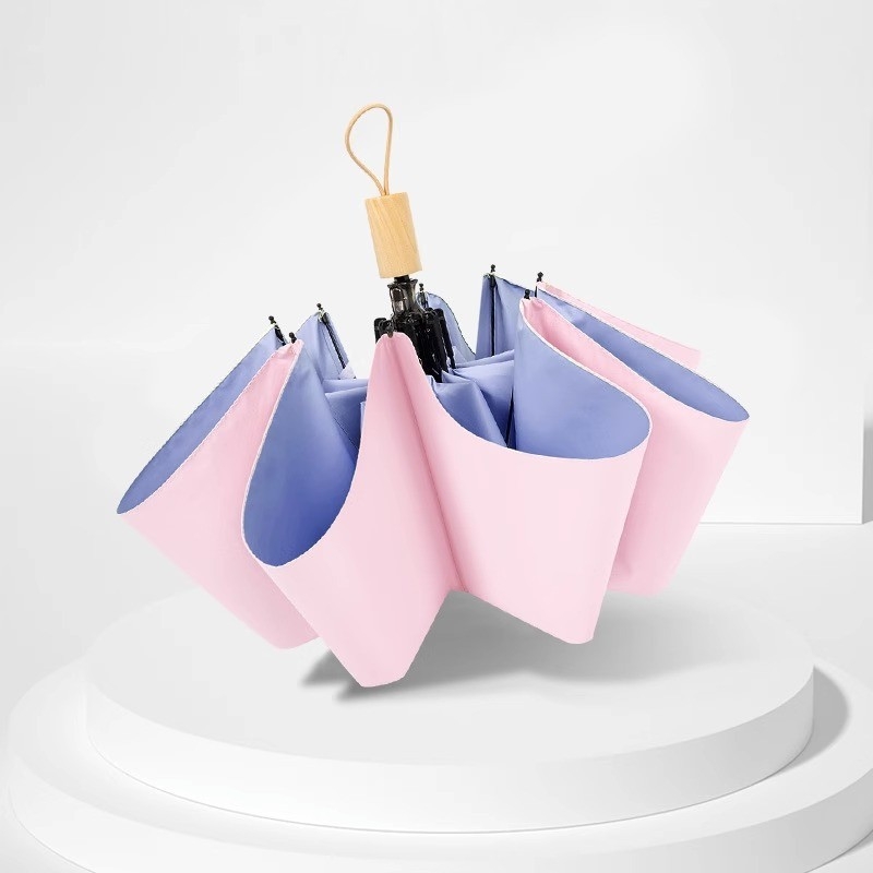 16‑ribų sulankstomas skėtis, UPF 50+, poliesterio 190T audinys, medinė rankena, rankinis atidarymas ir uždarymas