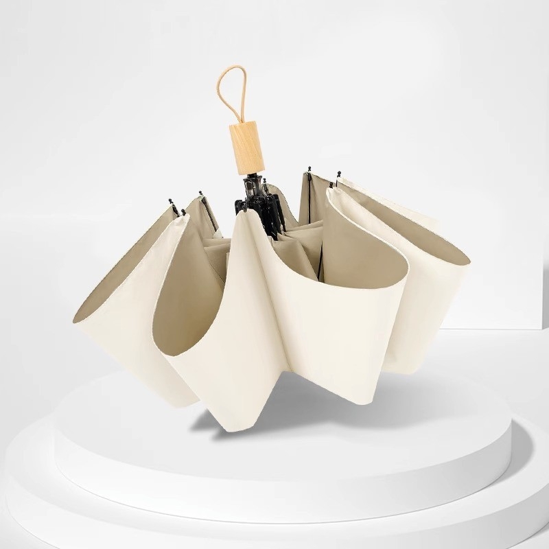 16‑ribų sulankstomas skėtis, UPF 50+, poliesterio 190T audinys, medinė rankena, rankinis atidarymas ir uždarymas