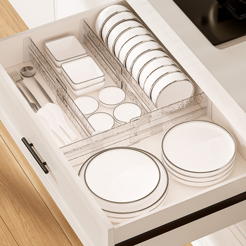 Разделител за чекмеджета за бельо и чорапи – гъвкав хоризонтално-вертикален разделител, 1 слой, PET материал