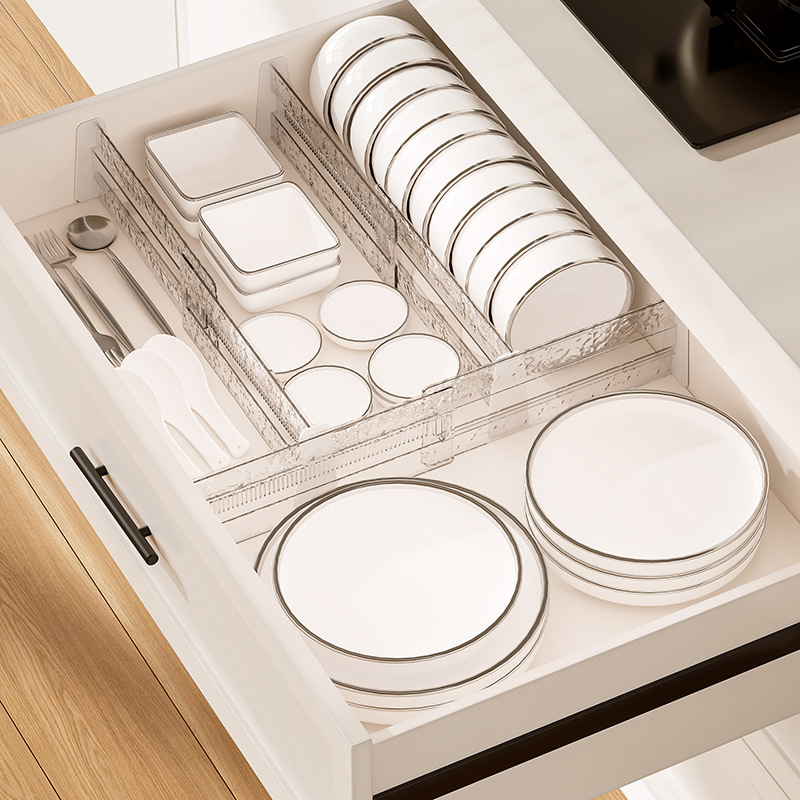 Разделител за чекмеджета за бельо и чорапи – гъвкав хоризонтално-вертикален разделител, 1 слой, PET материал