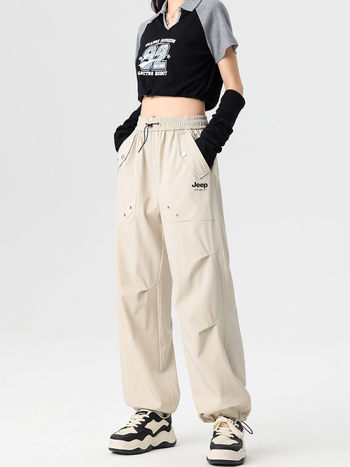 Jade Grape ženske radne hlače - visoki pas, duge, casual/workwear stil, poliester/spandeks, otporne na vjetar i vodu, za outdoor planinarenje, jesen 2025