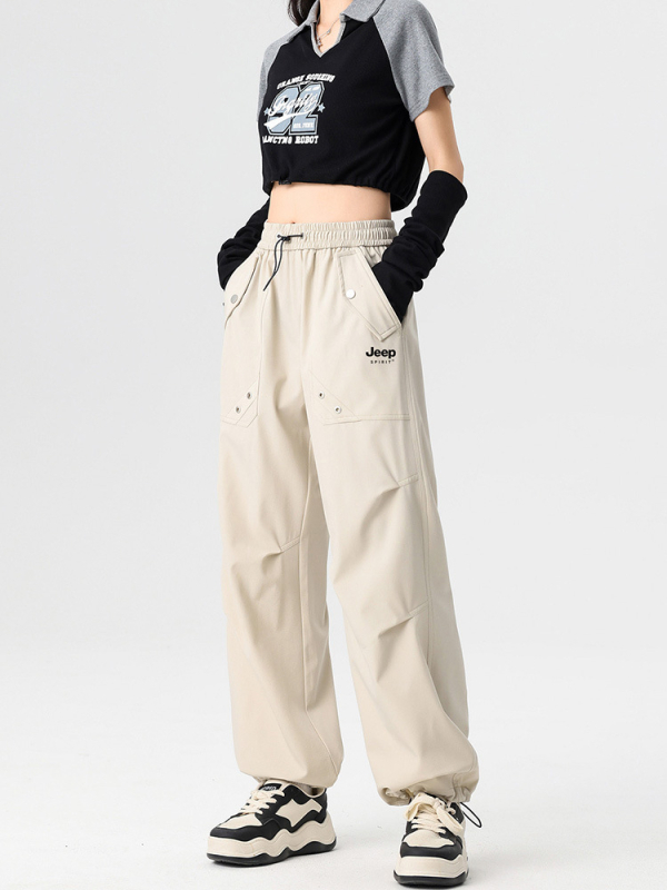 Jade Grape ženske radne hlače - visoki pas, duge, casual/workwear stil, poliester/spandeks, otporne na vjetar i vodu, za outdoor planinarenje, jesen 2025