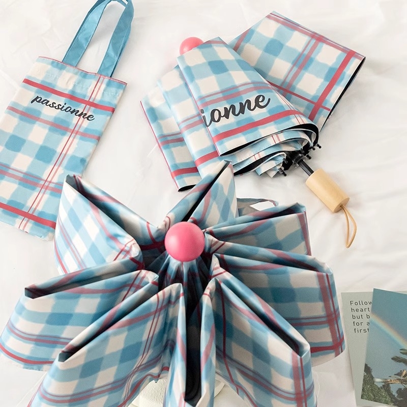 Automatinis sulankstomas skėtis saulėms ir lietui, UV apsauga UPF>50, 8-ribių rėmas iš lydinio, 190T poliesterio audinys, tvirta medinė rankena