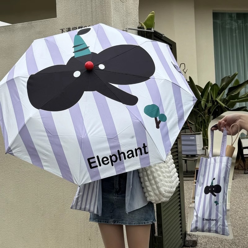 Automatinis sulankstomas skėtis saulėms ir lietui, UV apsauga UPF>50, 8-ribių rėmas iš lydinio, 190T poliesterio audinys, tvirta medinė rankena