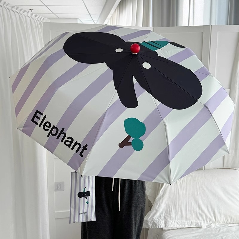 Automatinis sulankstomas skėtis saulėms ir lietui, UV apsauga UPF>50, 8-ribių rėmas iš lydinio, 190T poliesterio audinys, tvirta medinė rankena