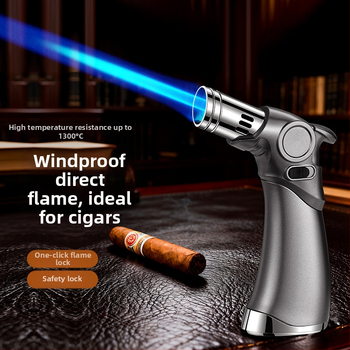 Trīs liesmas vēja izturīgs aizdedzinātājs cigārām un āra grilēšanai, butāna degviela, metāla korpuss