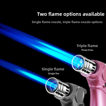 Trīs liesmas vēja izturīgs aizdedzinātājs cigārām un āra grilēšanai, butāna degviela, metāla korpuss